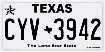 TX license plate CYV3942