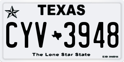TX license plate CYV3948