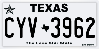 TX license plate CYV3962