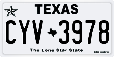 TX license plate CYV3978