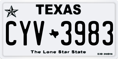 TX license plate CYV3983
