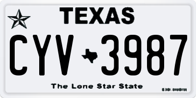 TX license plate CYV3987