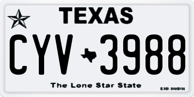 TX license plate CYV3988