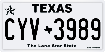 TX license plate CYV3989