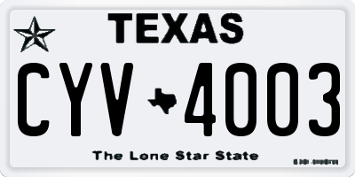 TX license plate CYV4003