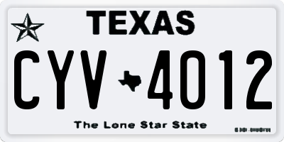 TX license plate CYV4012