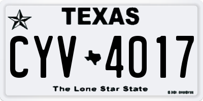 TX license plate CYV4017