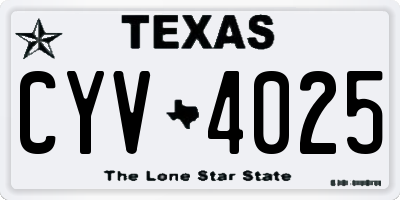 TX license plate CYV4025