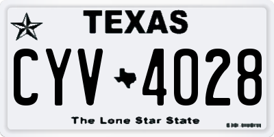 TX license plate CYV4028