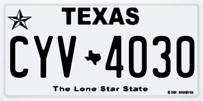 TX license plate CYV4030