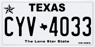 TX license plate CYV4033