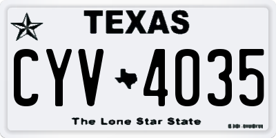 TX license plate CYV4035