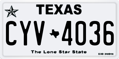 TX license plate CYV4036