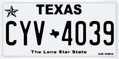 TX license plate CYV4039