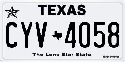 TX license plate CYV4058