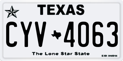 TX license plate CYV4063