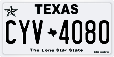 TX license plate CYV4080