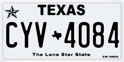 TX license plate CYV4084