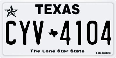TX license plate CYV4104