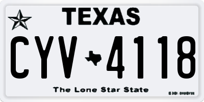TX license plate CYV4118