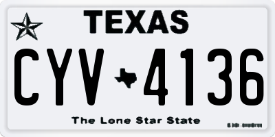 TX license plate CYV4136
