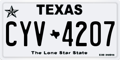 TX license plate CYV4207