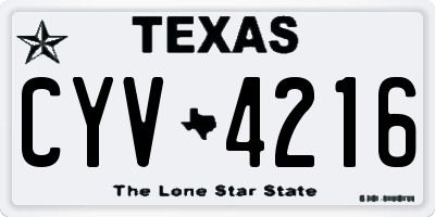 TX license plate CYV4216