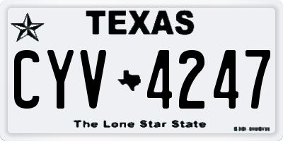 TX license plate CYV4247