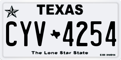 TX license plate CYV4254
