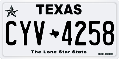 TX license plate CYV4258