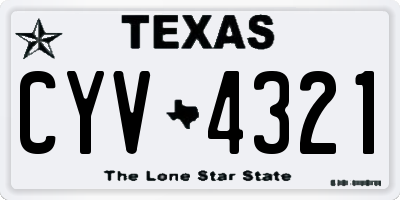 TX license plate CYV4321