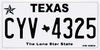 TX license plate CYV4325