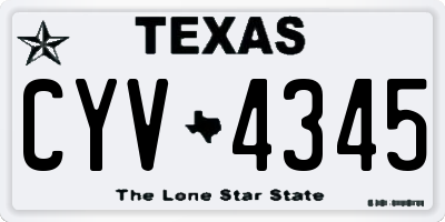TX license plate CYV4345