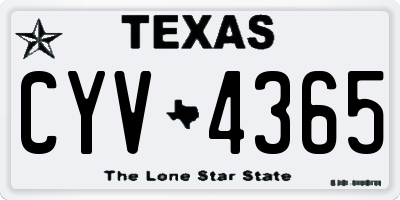 TX license plate CYV4365