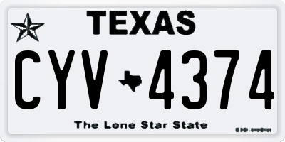 TX license plate CYV4374