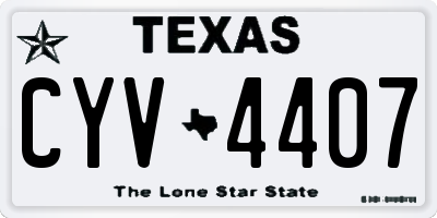 TX license plate CYV4407
