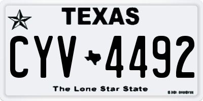 TX license plate CYV4492