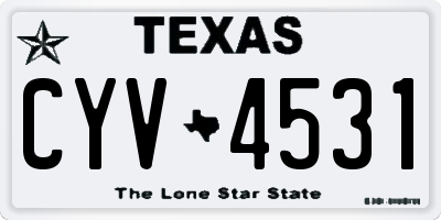 TX license plate CYV4531