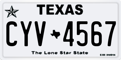 TX license plate CYV4567