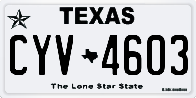 TX license plate CYV4603