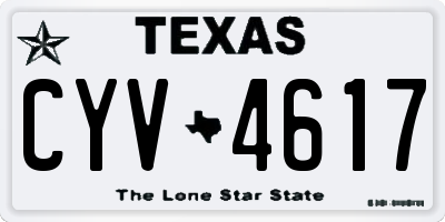 TX license plate CYV4617