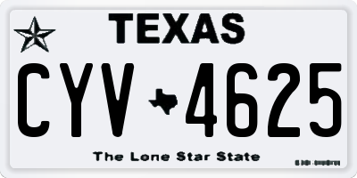 TX license plate CYV4625