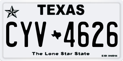 TX license plate CYV4626