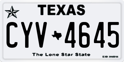 TX license plate CYV4645