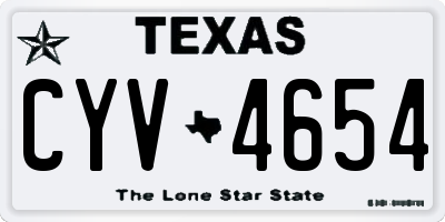 TX license plate CYV4654
