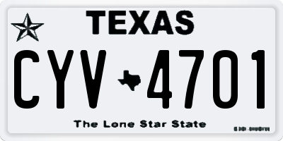 TX license plate CYV4701
