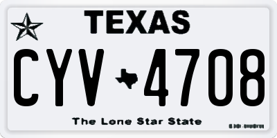 TX license plate CYV4708