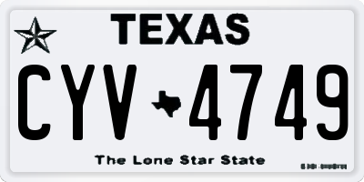 TX license plate CYV4749