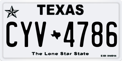 TX license plate CYV4786