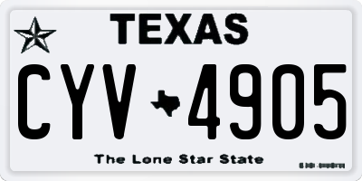 TX license plate CYV4905